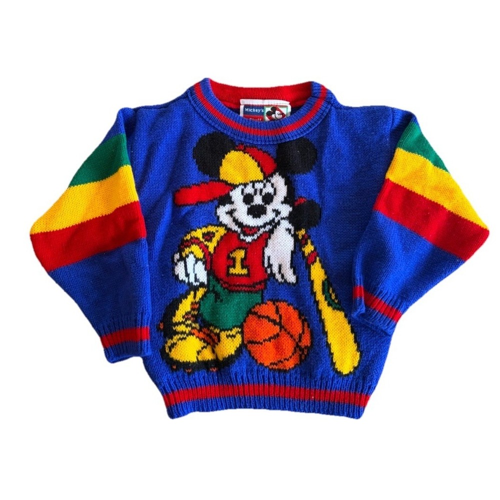 Vintage 80's 90's Mickey Mouse  Stuff By Jet set Knit Baby Toddler Sweater 2t